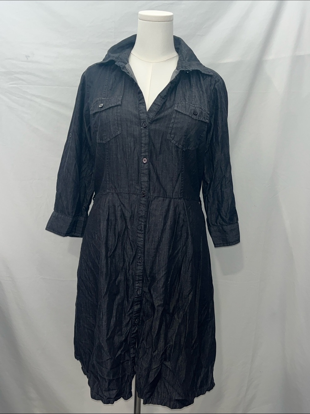 Converse Dark Denim Toned Button-Front Shirt Dress